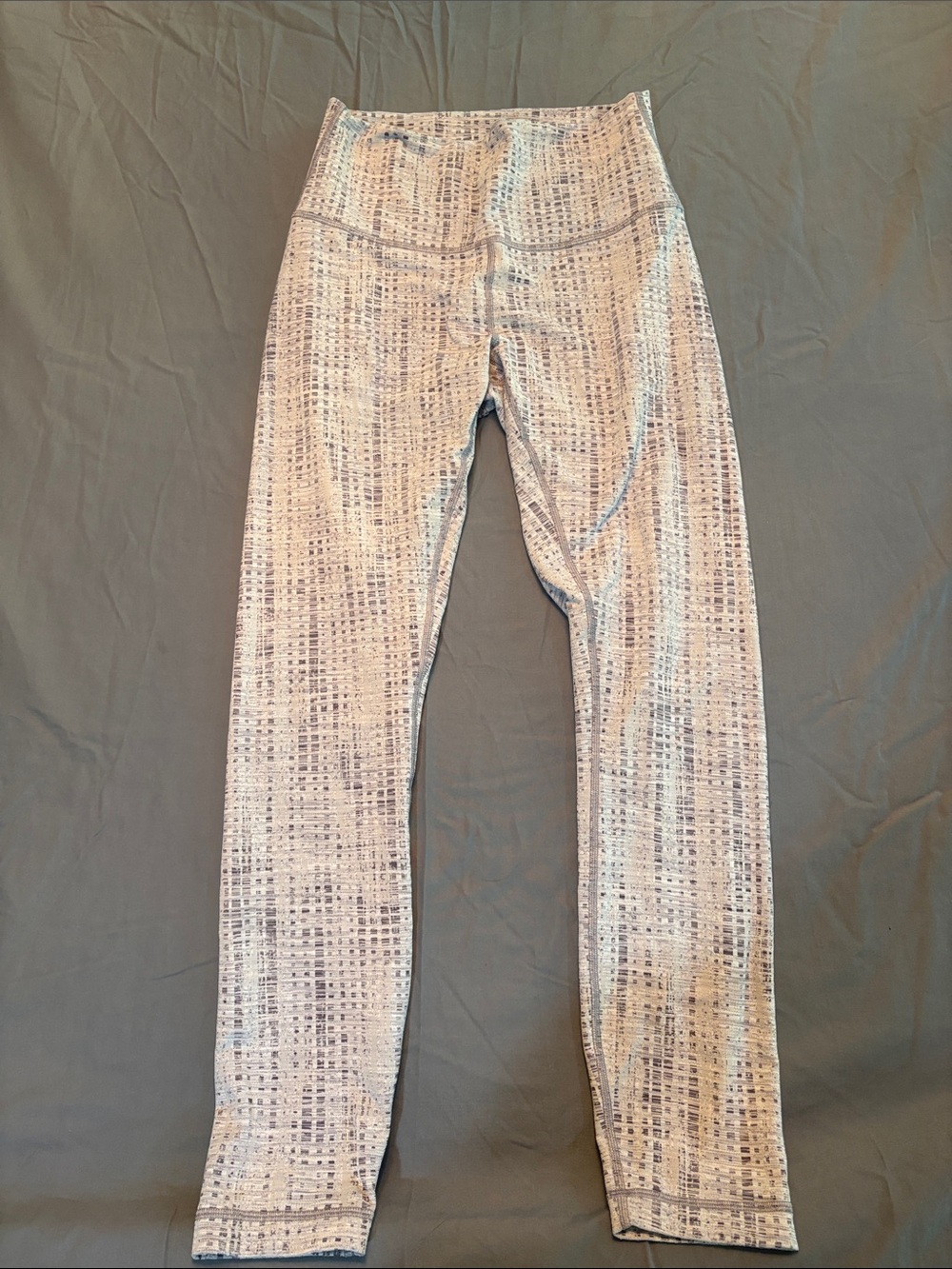 lululemon athletica Neutral Beige Grid-Print High-Rise Leggings